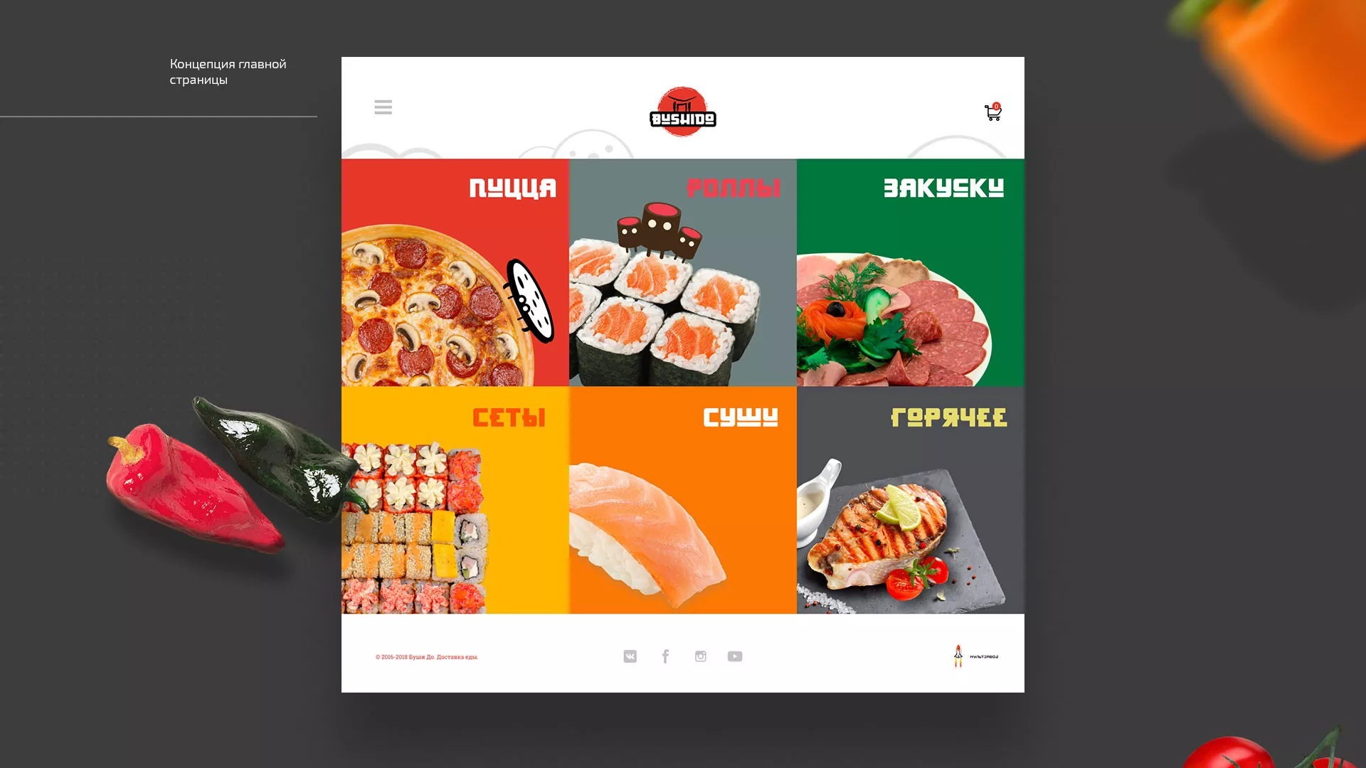 Разработка сайта для пиццерии «BUSHIDO» в Кстово